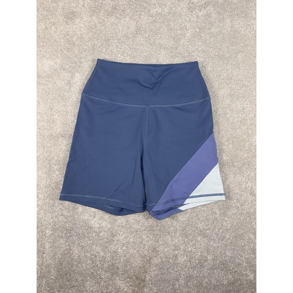 spiritual gangster biker shorts blue stripe color block‎ xs